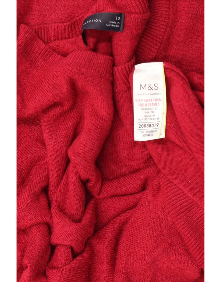 Maglione maglione girocollo da donna Marks & Spencer UK 10 piccolo acrilico rosso