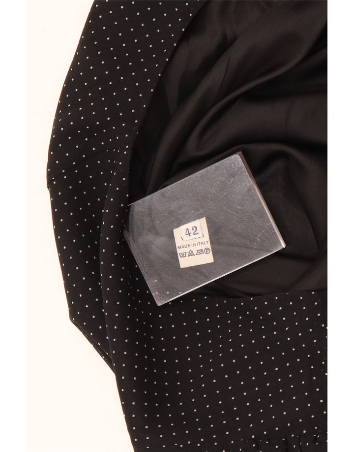 Mini abito a trapezio vintage da donna IT 42 viscosa maculata nera media