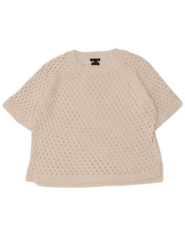 Massimo Dutti Maglione da donna a maniche corte con scollo a barca UK 16 Large Whit