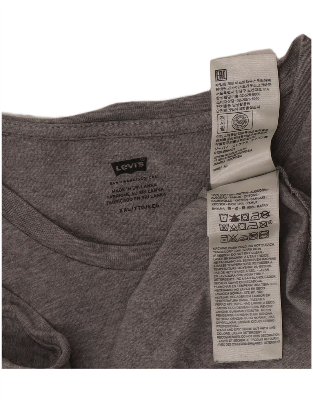 T-shirt grafica da uomo Levi's Top 2XL in cotone grigio