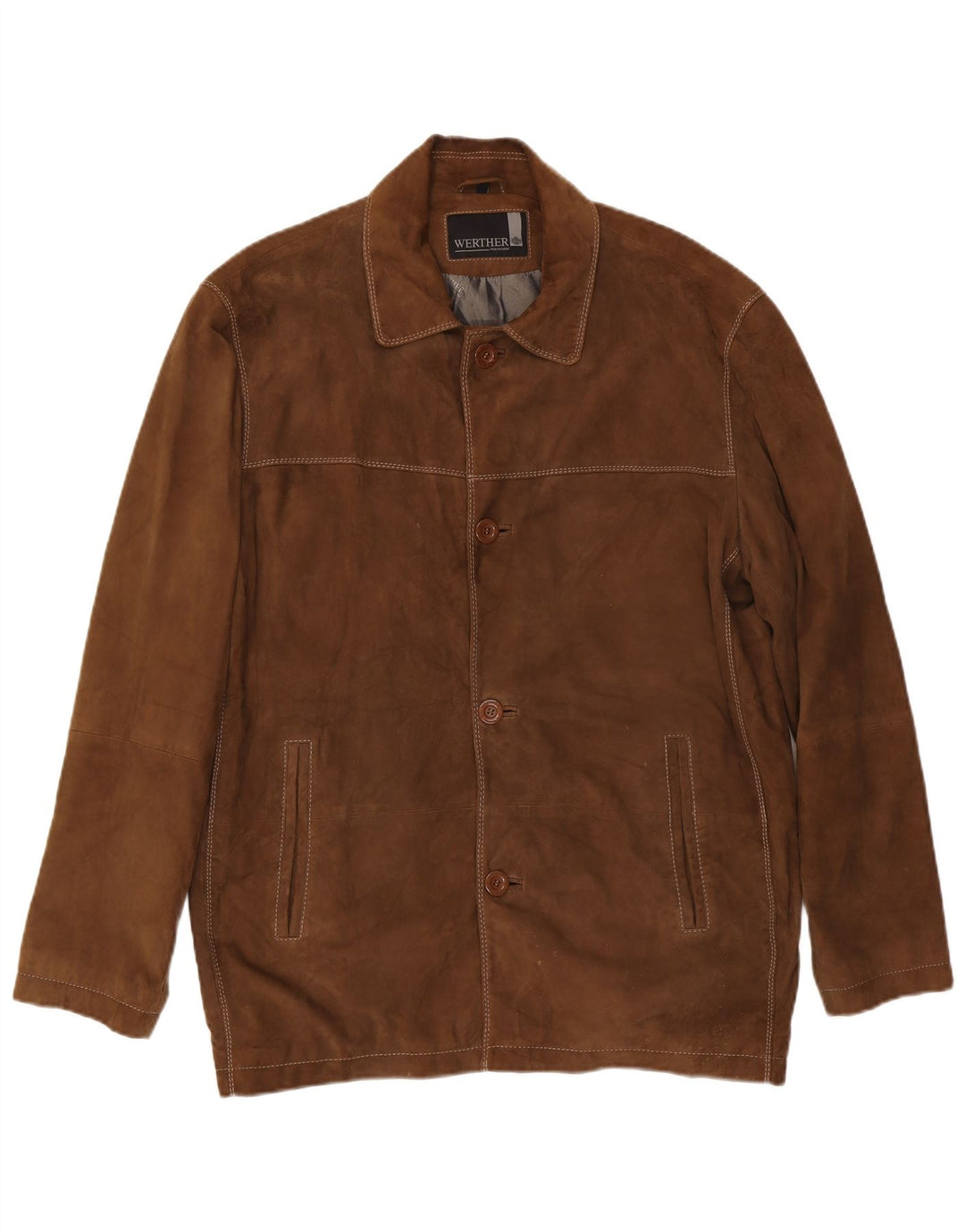 Giacca Werther Uomo in Pelle Scamosciata IT 54 2XL Pelle Marrone