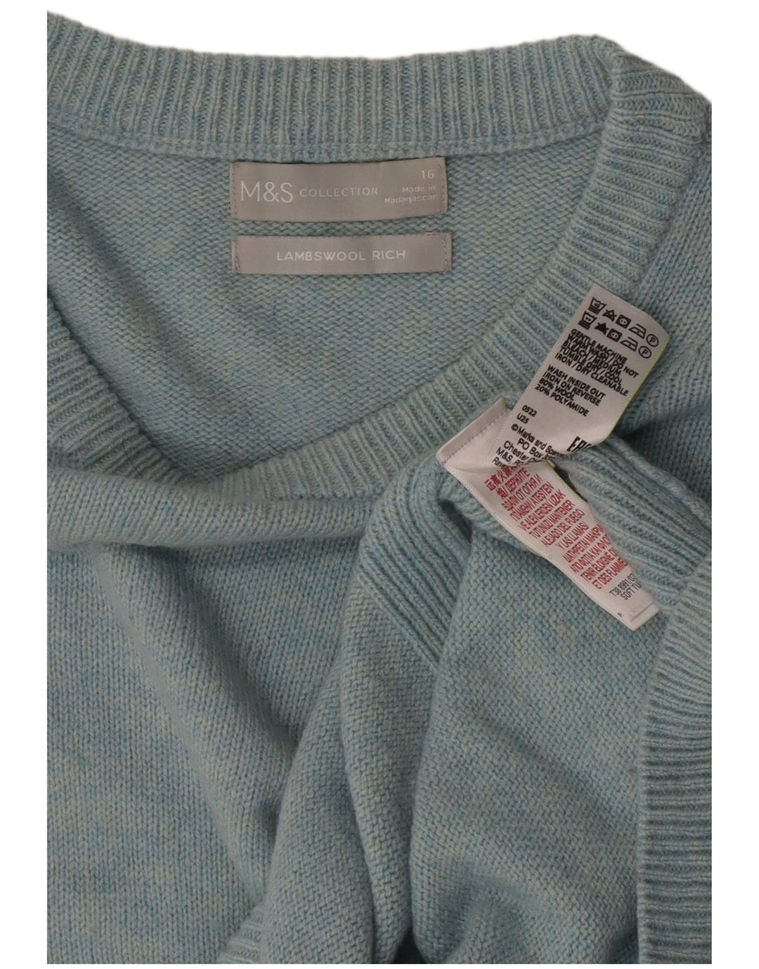 Maglione maglione con scollo a barca da donna Marks & Spencer UK 16 grande lana blu