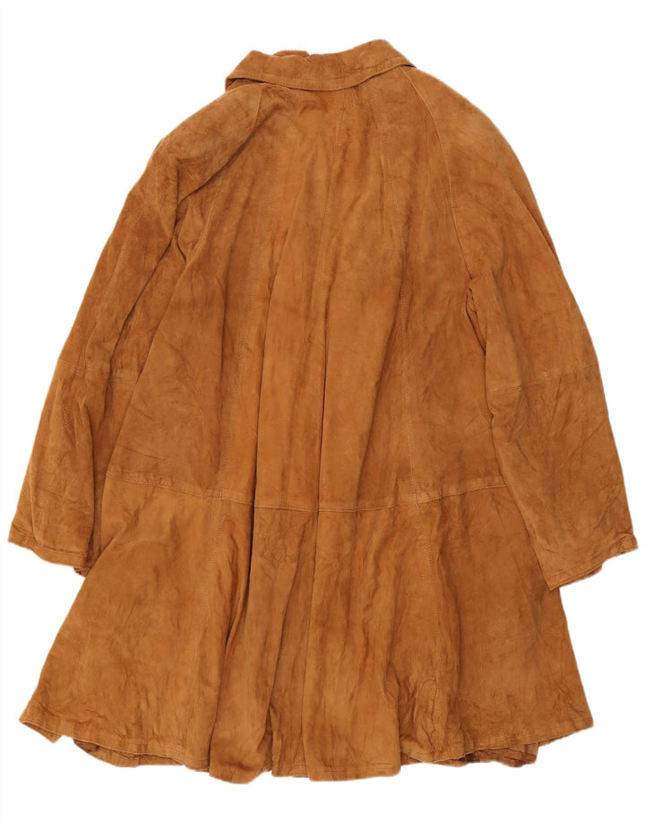 Soprabito in pelle scamosciata da donna Settore UK 16 grande in pelle marrone