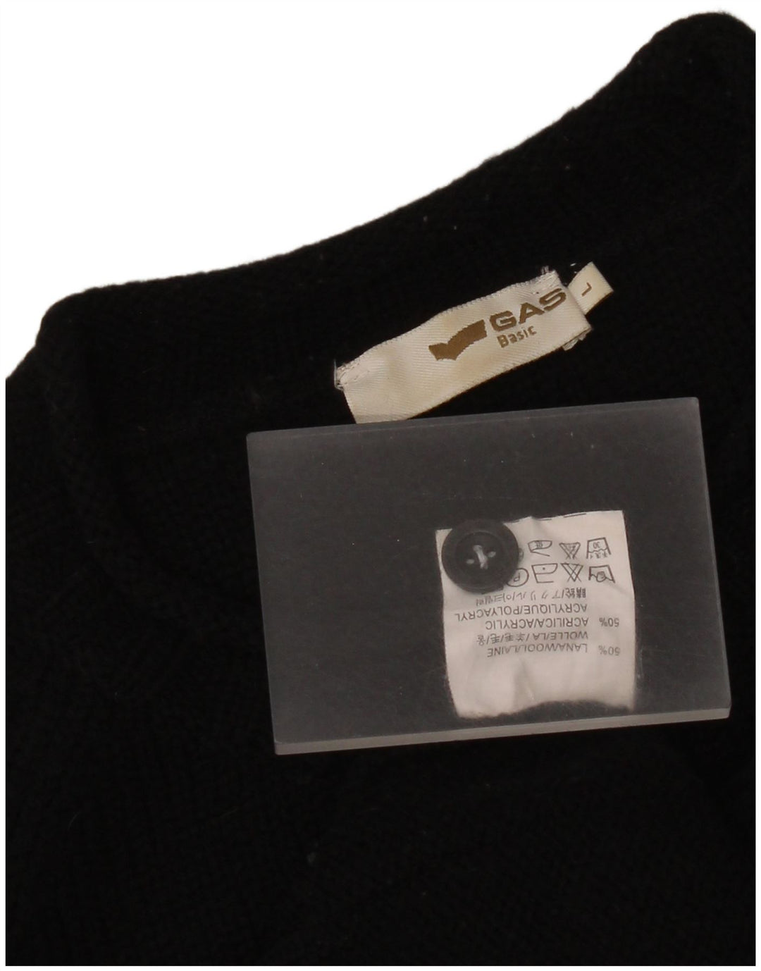 Maglione maglione girocollo da uomo Gas grande lana nera