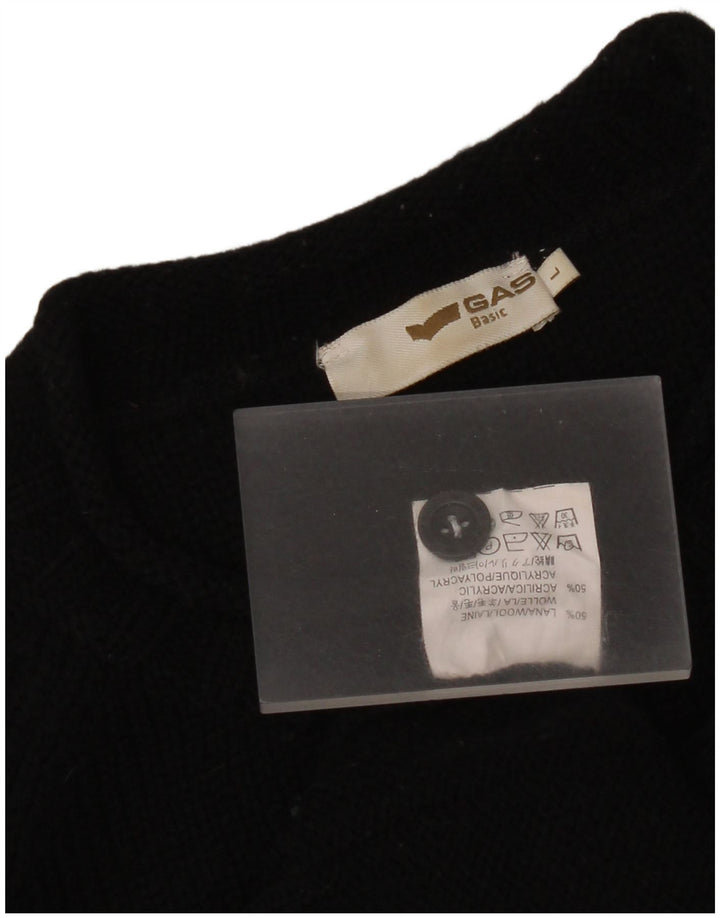 Maglione maglione girocollo da uomo Gas grande lana nera