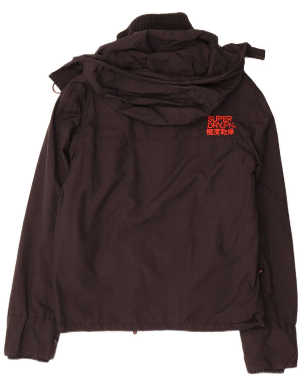 Giacca a vento con cappuccio da uomo SUPERDRY UK 14 nylon nero medio