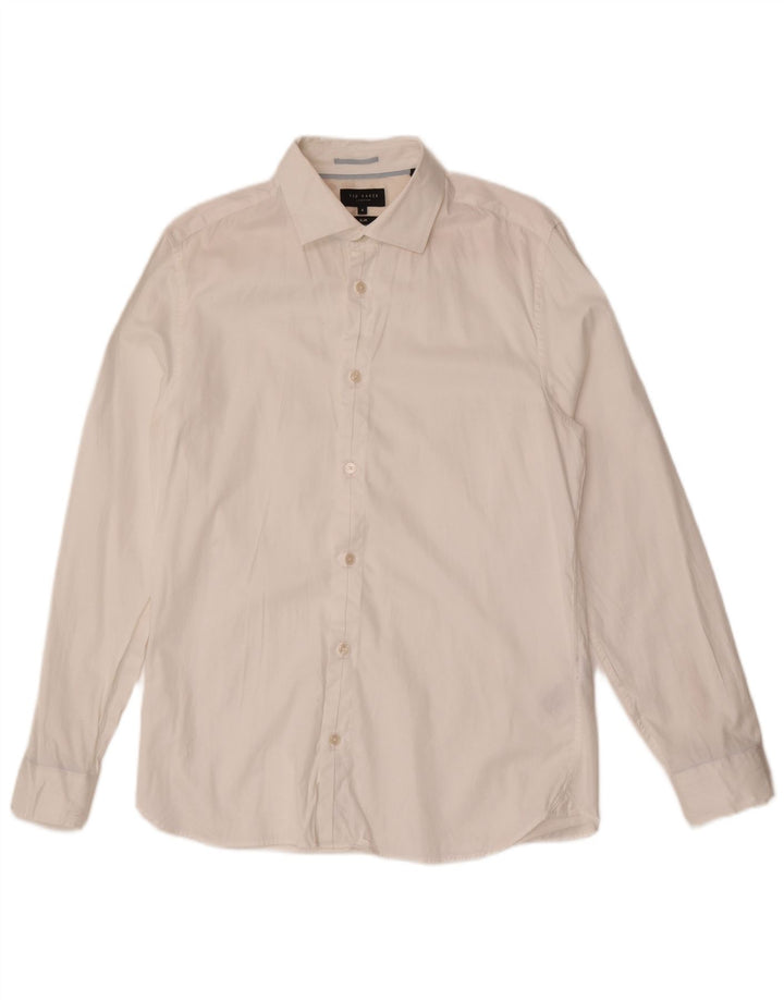 Ted Baker Camicia da uomo slim fit taglia 4 grande in cotone bianco