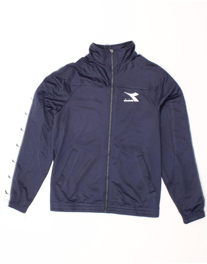 DIADORA Mens Graphic Tracksuit Top Jacket Small Navy Blue Colourblock Vintage Diadora and Second-Hand Diadora from Messina Hembry 