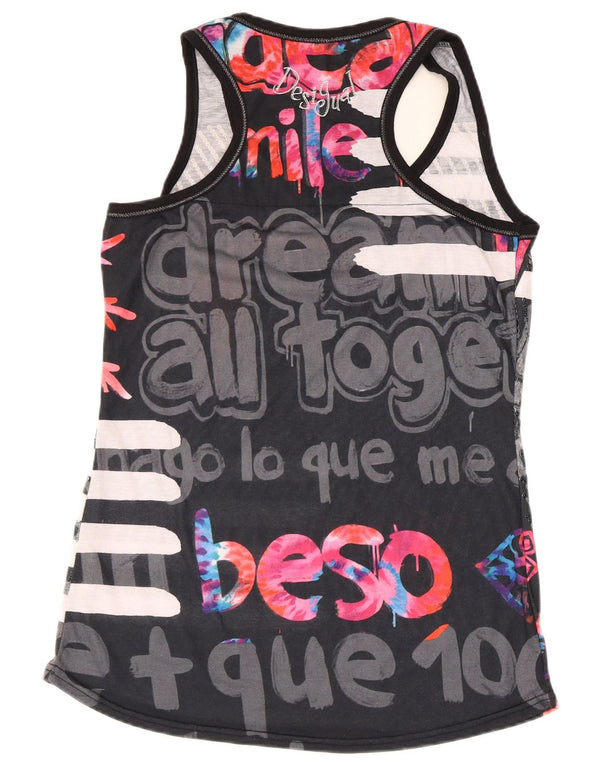 Desigual Womens Graphic Vest Top UK 18 XL Black Polyester