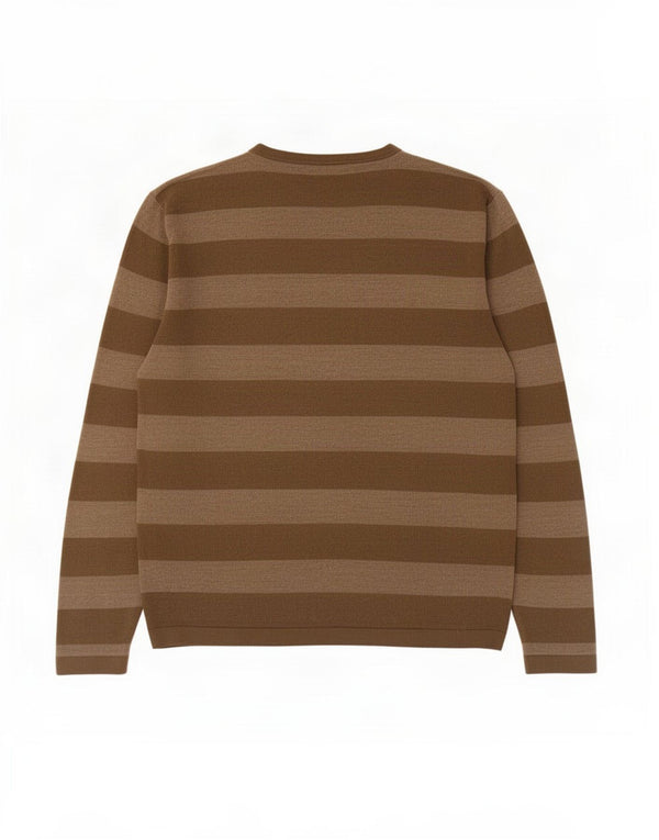 Maglione maglione girocollo autografo da uomo Marks & Spencer a righe grandi color kaki