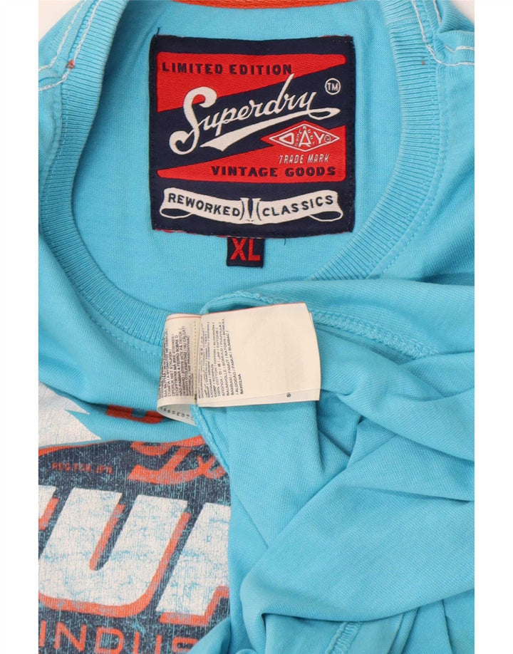 T-shirt grafica regolare da uomo Superdry Top XL in cotone blu