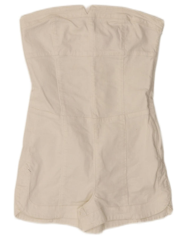 GUESS Tutina corta senza spalline in denim da donna UK 6 XS Bianca