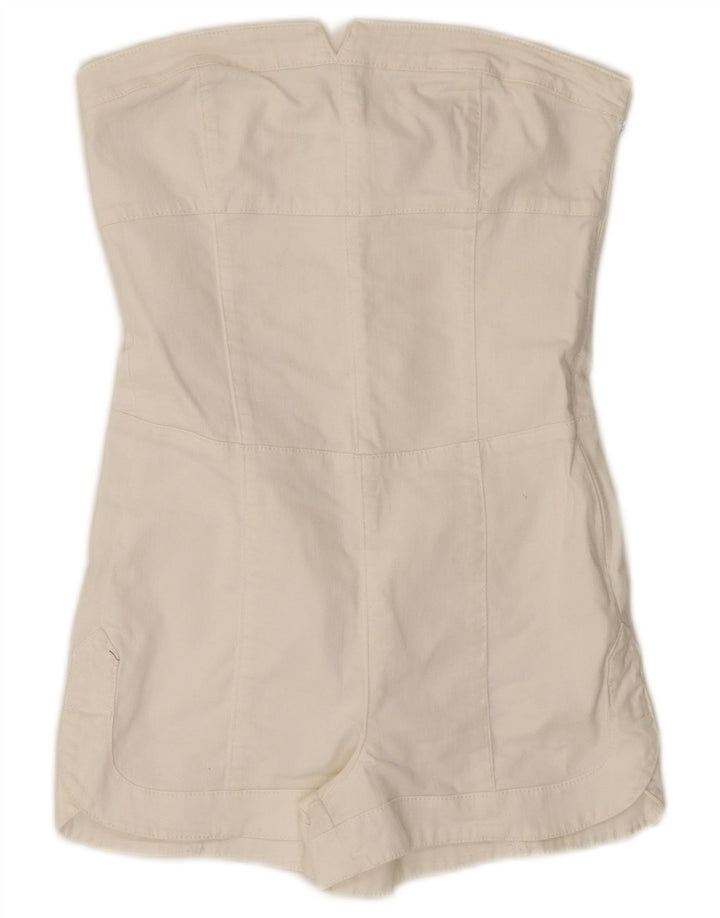 GUESS Tutina corta senza spalline in denim da donna UK 6 XS Bianca