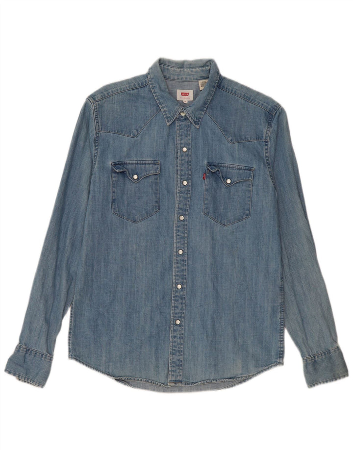 LEVI'S Camicia di jeans da uomo in cotone blu medio