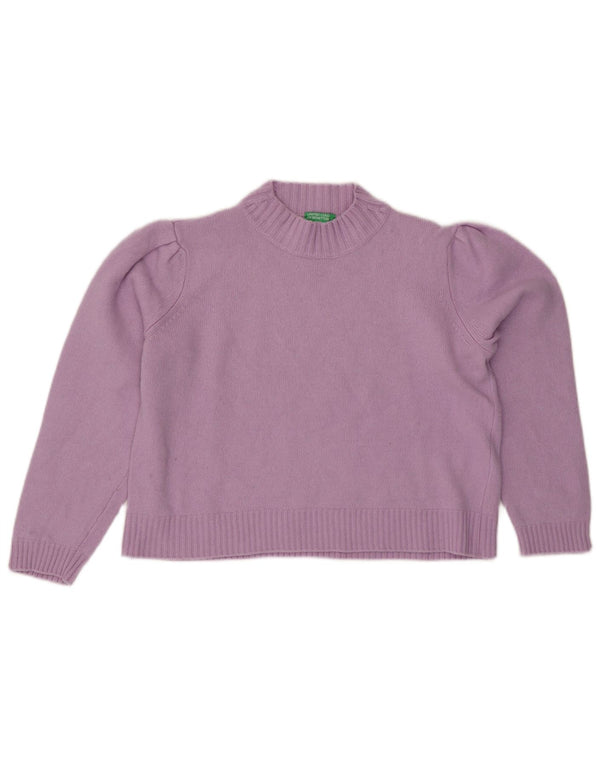 Maglione da donna a collo alto corto da donna Benetton UK 14 grande viola
