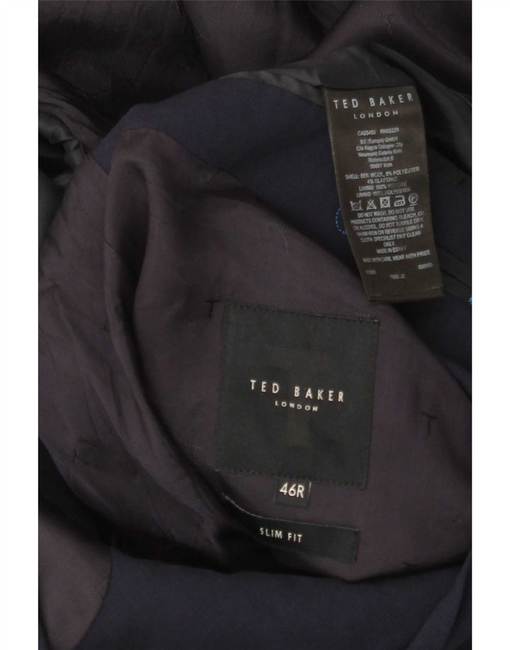 Ted Baker Giacca blazer da uomo slim fit a 2 bottoni UK 46 3XL Lana blu navy