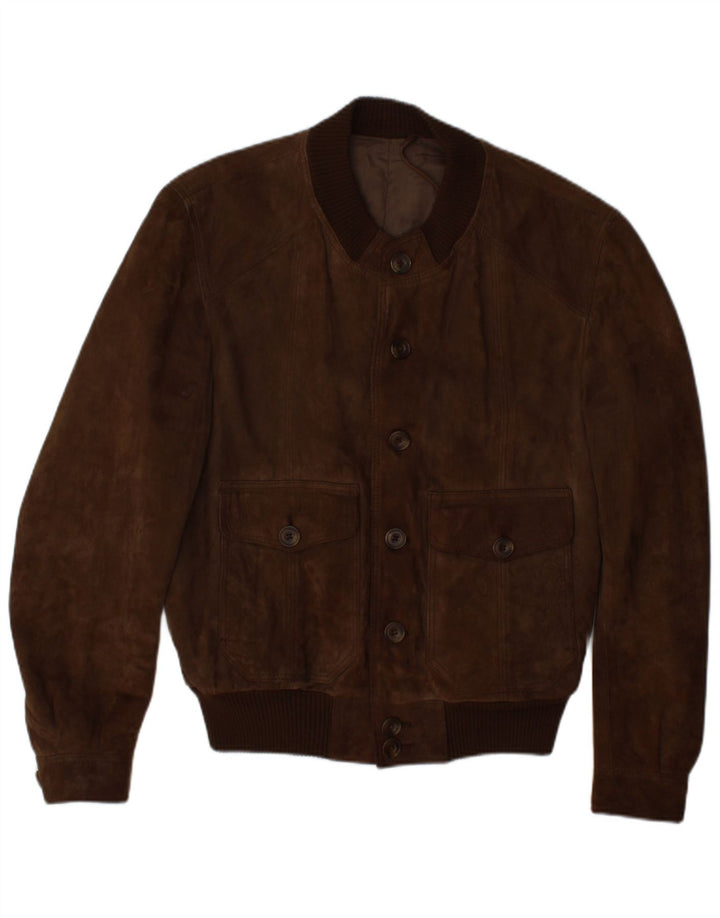 Giubbotto bomber in pelle scamosciata da uomo VINTAGE IT 44 XS Marrone