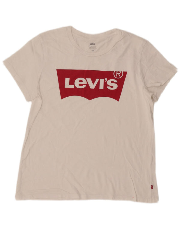 T-shirt grafica da donna Levi's Top UK 16 grande bianca