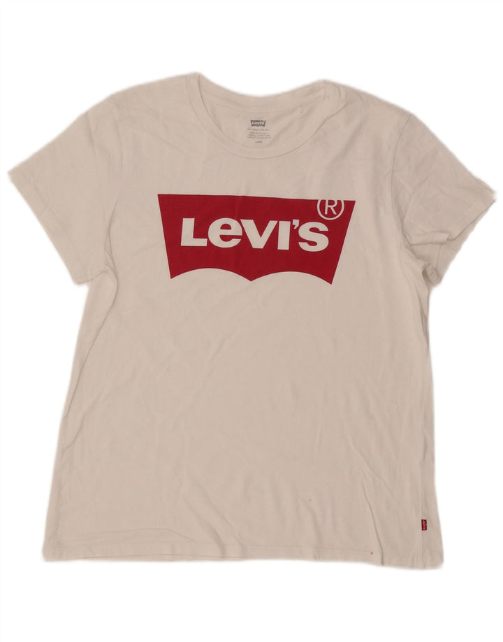 T-shirt grafica da donna Levi's Top UK 16 grande bianca