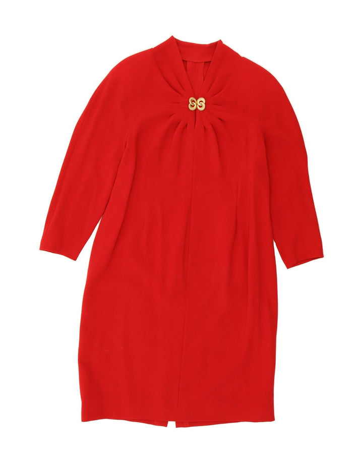 VINTAGE Womens 3/4 Sleeve Basic Dress UK 16 Large Red Vintage Vintage and Second-Hand Vintage from Messina Hembry 