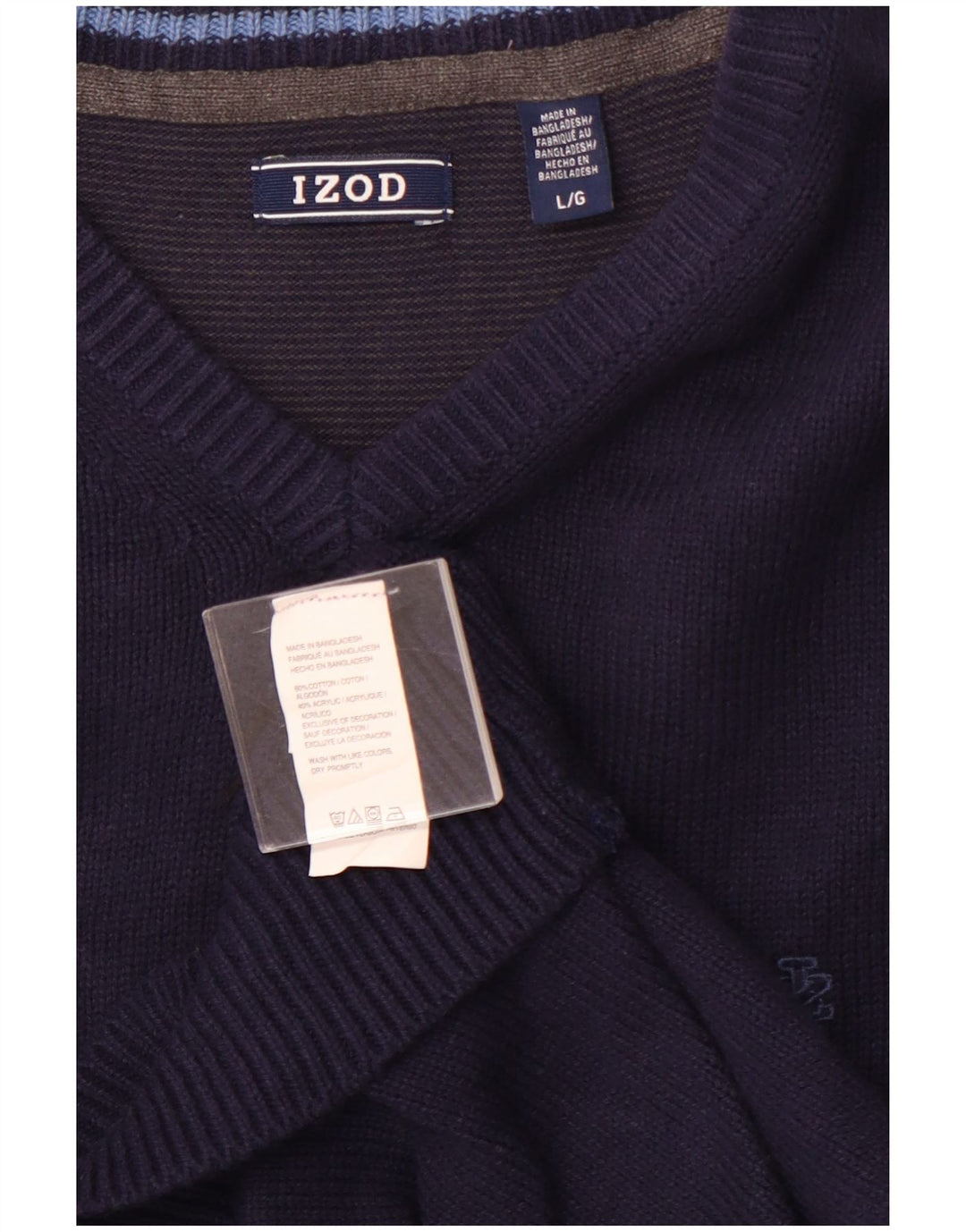 Maglione da uomo con scollo a V IZOD grande in cotone blu navy