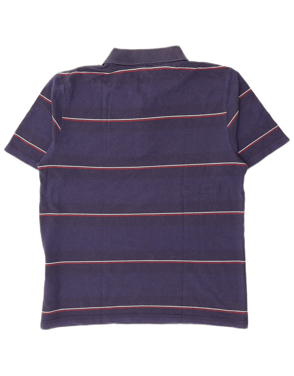 Polo Adidas da uomo grande in cotone a righe blu navy