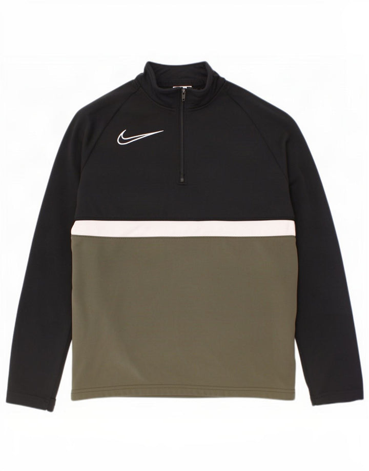 Top della tuta pullover Nike da ragazzo Dri Fit 8-9 anni Small Khaki Colourblock