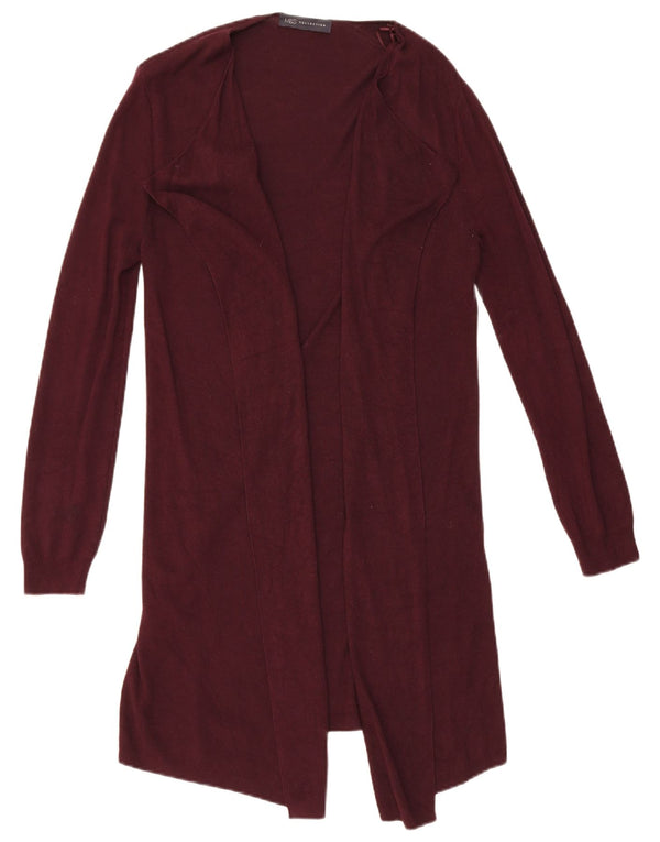 Maglione cardigan aperto lungo da donna Marks & Spencer UK 10 piccolo bordeaux