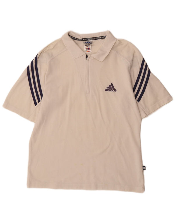 Polo Adidas da uomo UK 40/42 cotone bianco medio