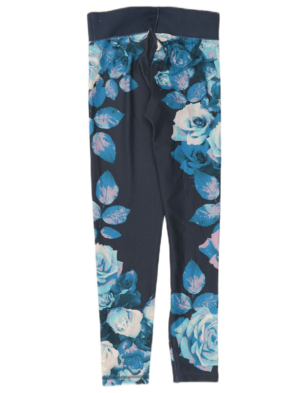 Leggings Adidas Climalite da donna UK 8/10 Piccolo poliestere floreale blu