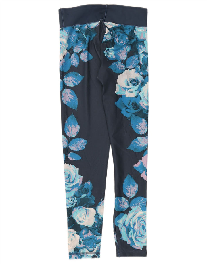 Leggings Adidas Climalite da donna UK 8/10 Piccolo poliestere floreale blu