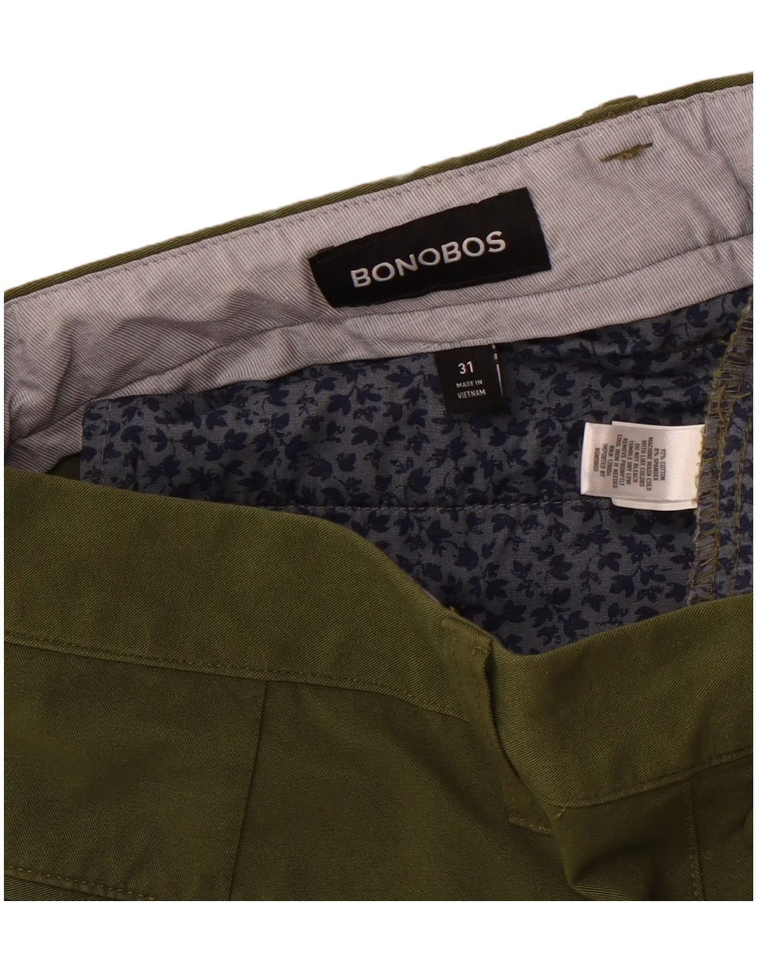 Pantaloncini chino da uomo BONOBOS W31 cotone verde medio