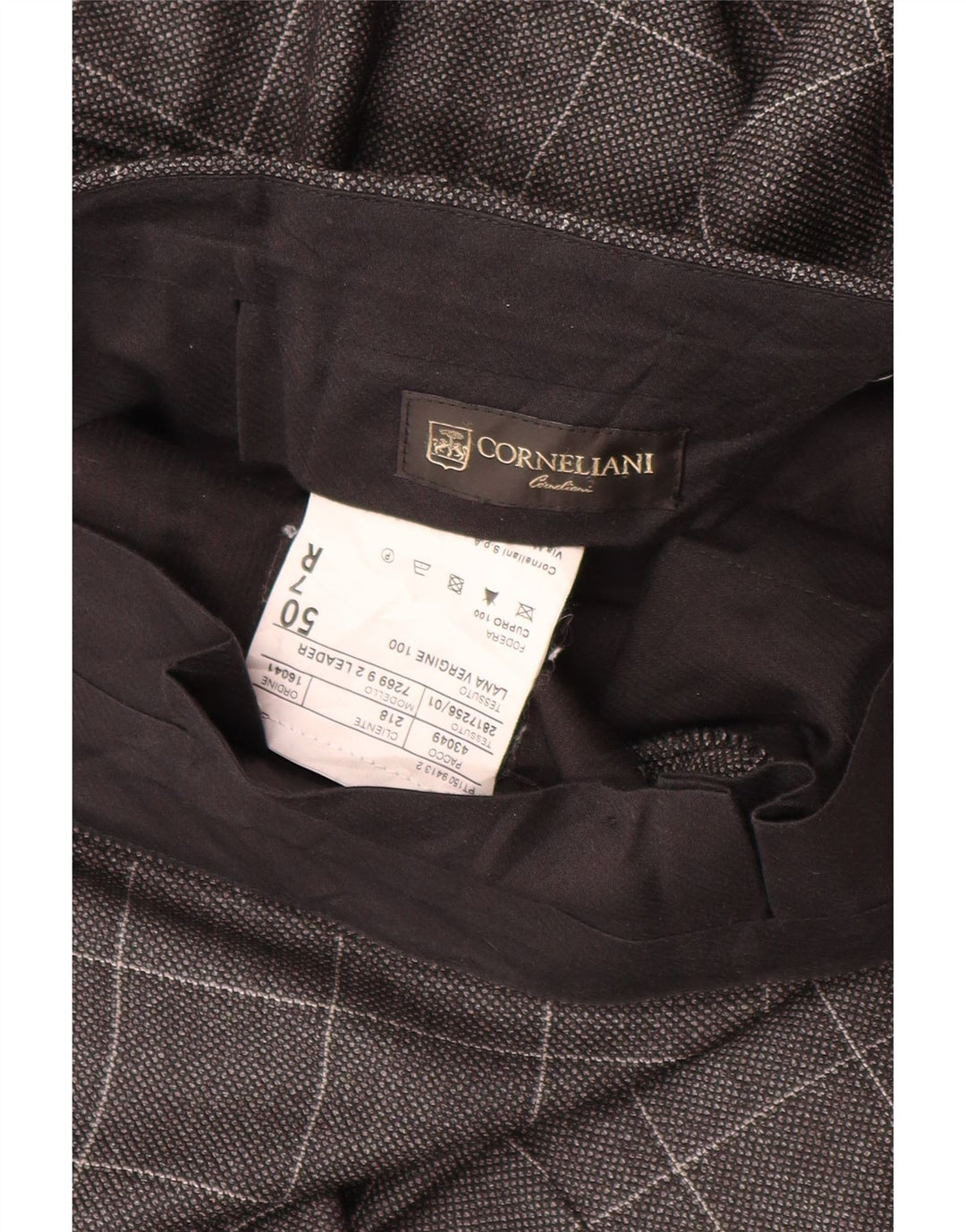 CORNELIANI Pantaloni da Abito Dritti Uomo IT 50 Large W34 L32 Grigio a Quadri