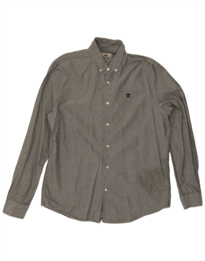 Camicia Timberland da uomo slim fit grande in cotone grigio