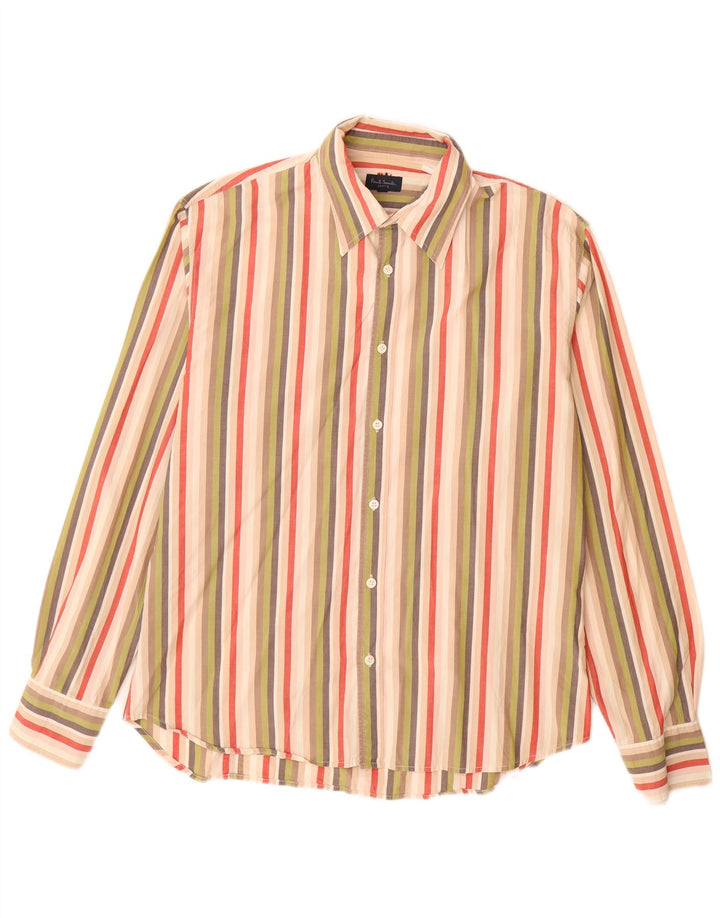 Camicia da uomo Paul Smith grande in cotone a righe multicolori