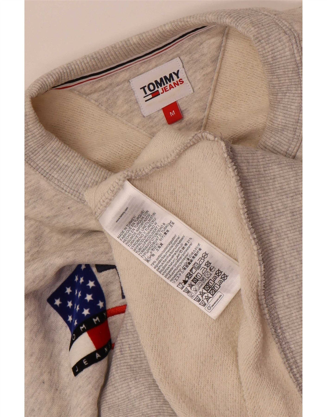 Tommy Hilfiger Uomo Felpa grafica Maglione Cotone chiazzato grigio medio
