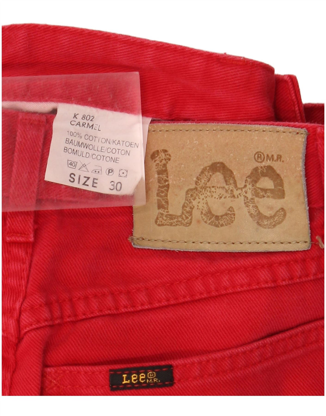 Pantaloncini di jeans Carmel da uomo LEE W30 in cotone rosso medio