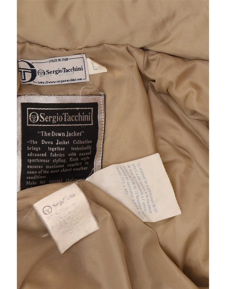 Cappotto imbottito con cappuccio da uomo Sergio Tacchini UK 40 Large Beige Poliestere
