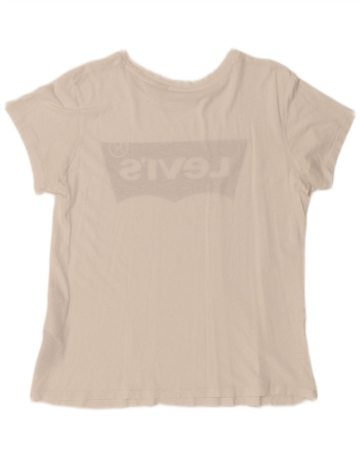 T-shirt grafica da donna LEVI'S Top UK 16 grande cotone bianco