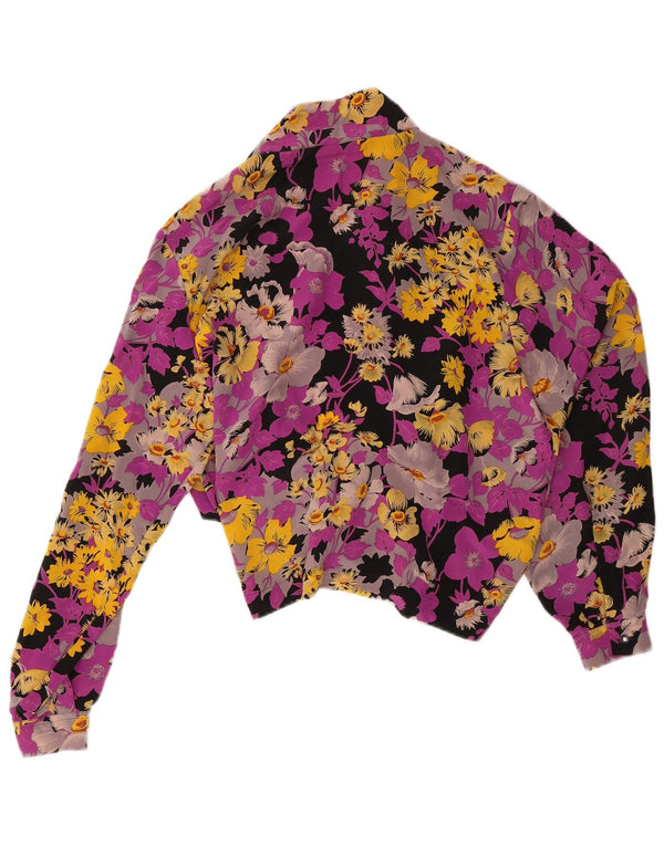 Vintage Womens Crop Shirt Blouse UK 16 Large Multicoloured Floral
