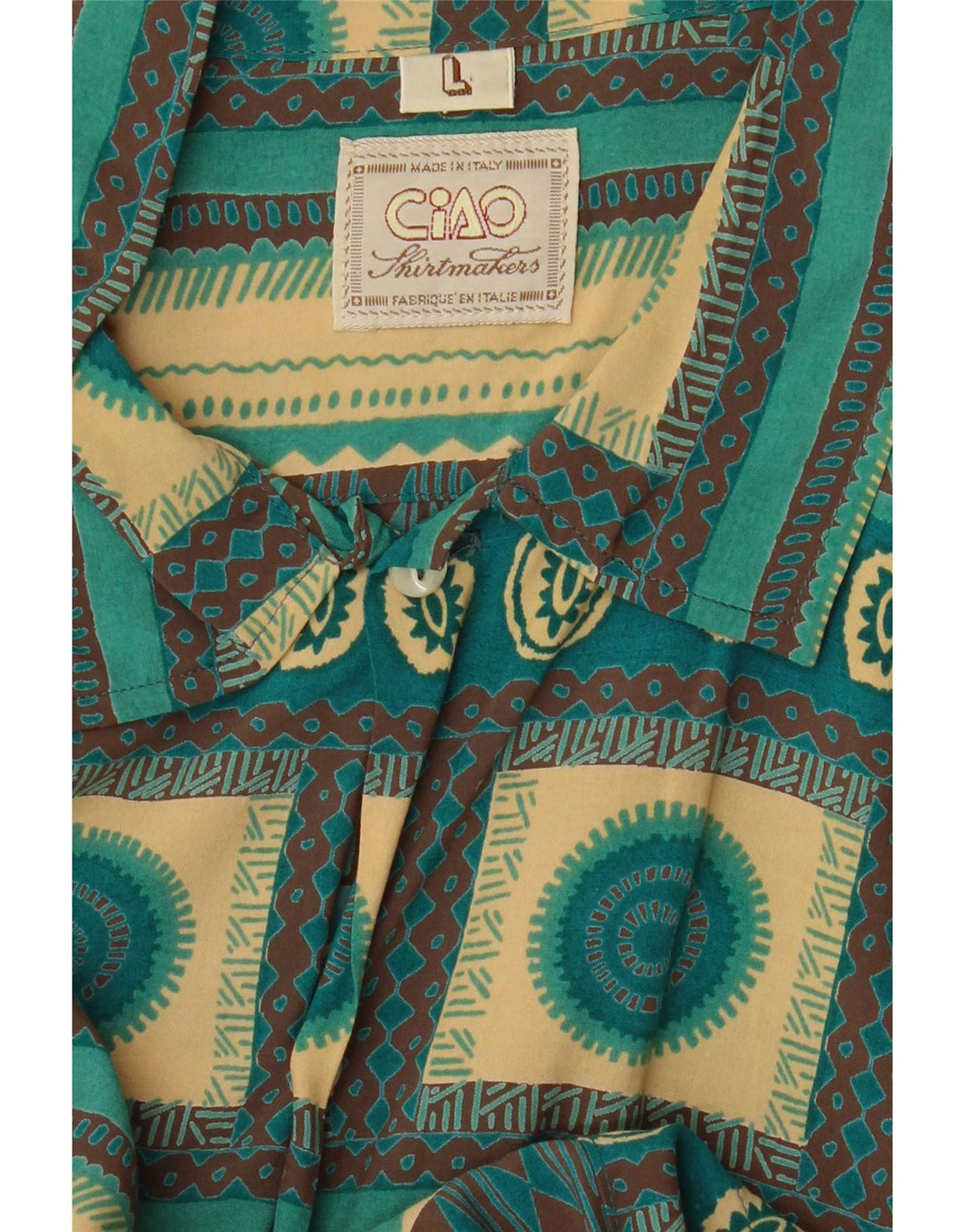 Ciao Camicia da uomo a maniche corte grande turchese geometrica