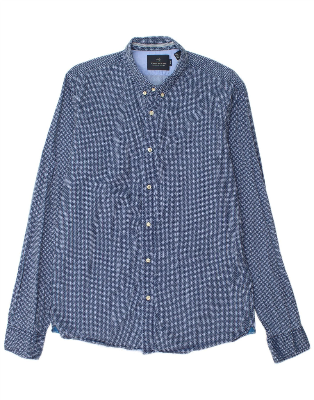 Camicia slim da uomo Scotch & Soda grande cotone geometrico blu