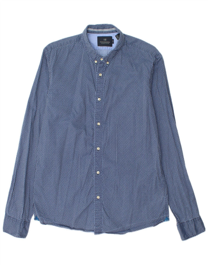 Camicia slim da uomo Scotch & Soda grande cotone geometrico blu