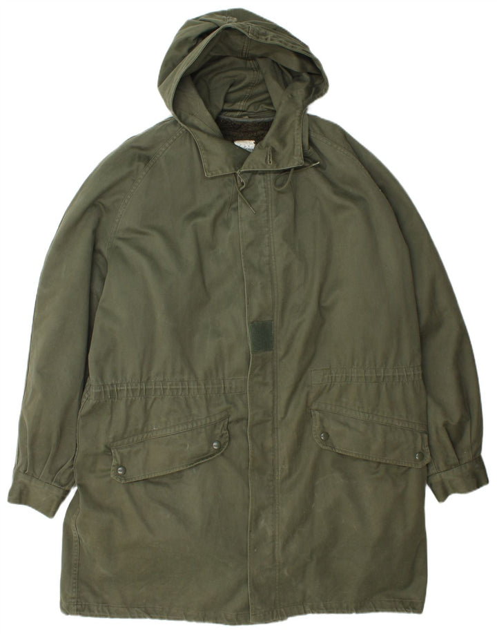 Giacca parka con cappuccio vintage da uomo UK 40 grande verde
