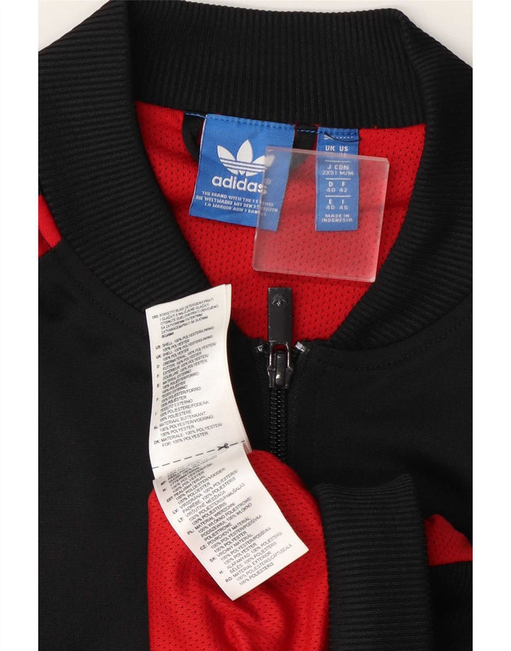 Giacca da tuta da donna Adidas UK 14 Large Nero Colourblock Poliestere