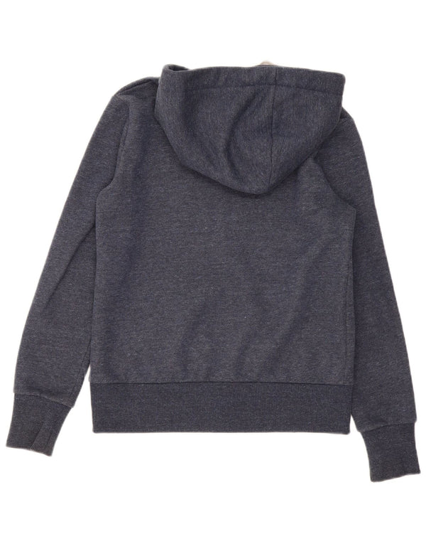 Felpa con cappuccio e zip da donna Superdry UK 8 Small Cotone screziato blu navy
