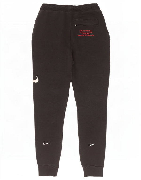 Pantaloni da tuta con grafica Nike Swoosh da uomo, pantaloni da jogging, cotone medio nero