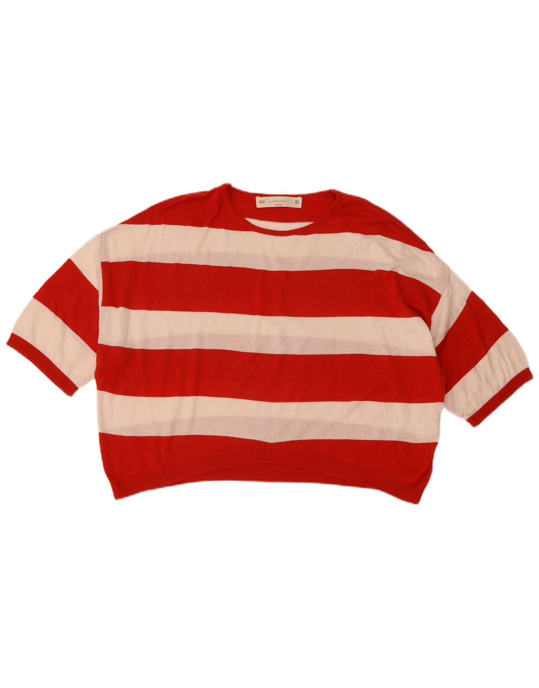 Maglione corto girocollo oversize da donna Zara UK 14 rosso medio