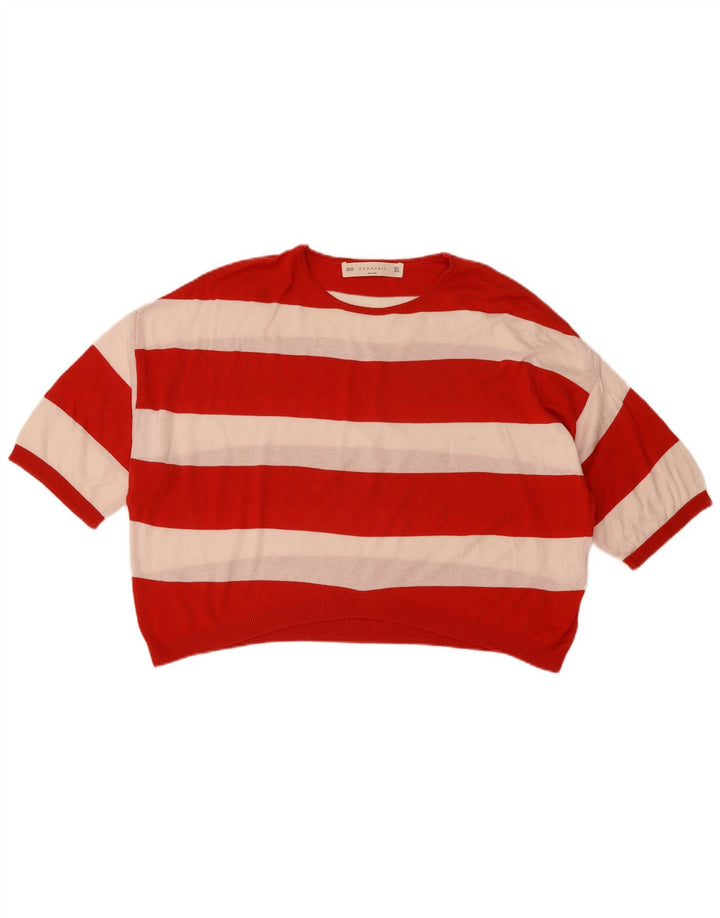 Maglione corto girocollo oversize da donna Zara UK 14 rosso medio
