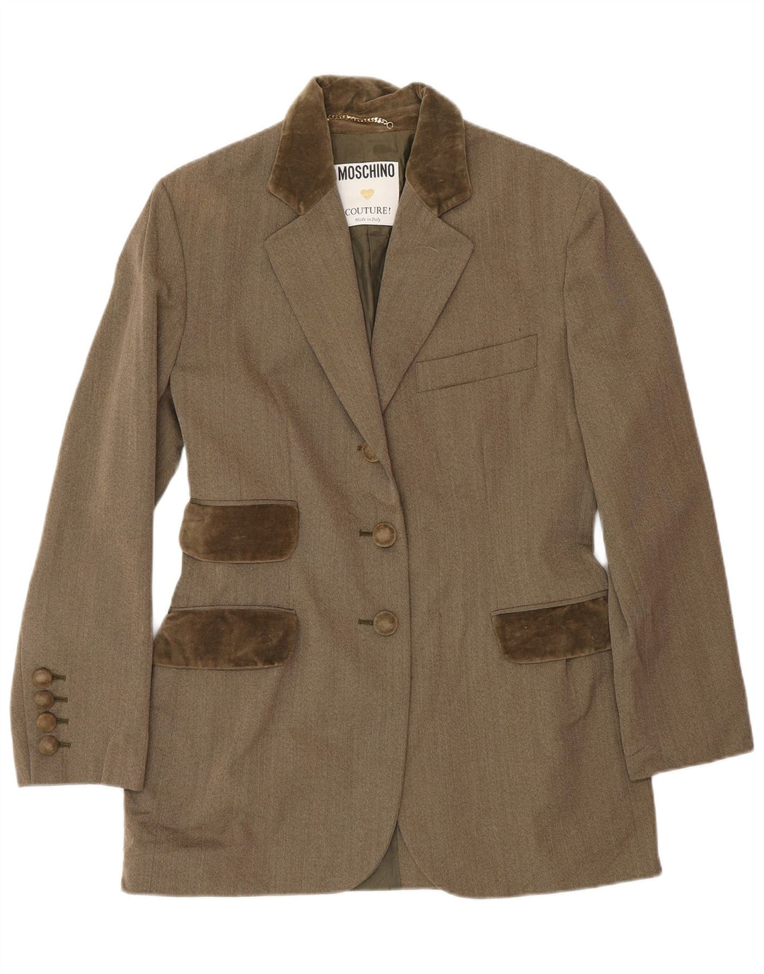 MOSCHINO Set gonna da donna a 3 bottoni in 2 pezzi UK 12 medio W28 marrone classico